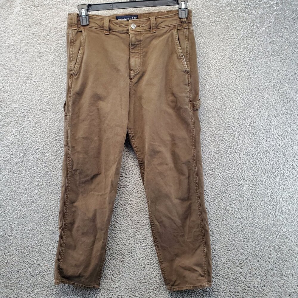 A&F Abercrombie & Fitch Stretch Denim 30X30 Utility 90s Straight Jean Dark Brown